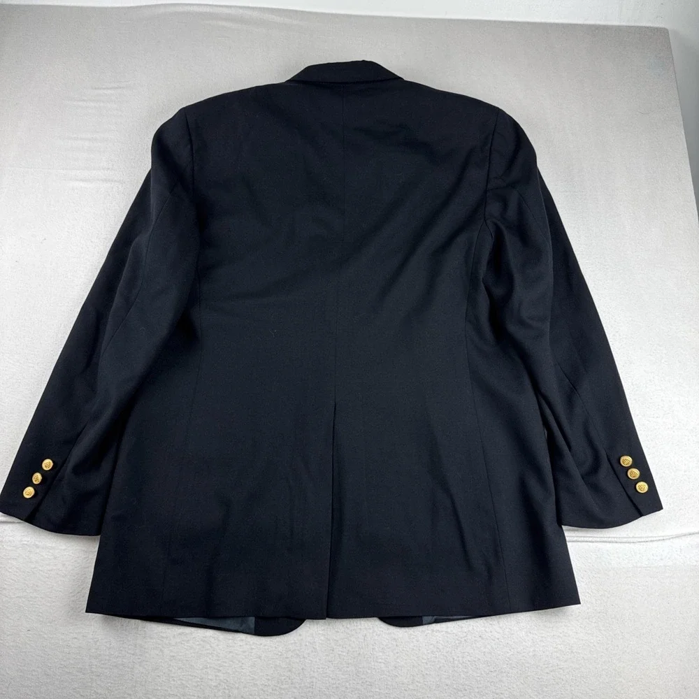 VTG Brooks Brothers Brooksease Mens Black Blazer Gold Buttons 44L Wool Classic